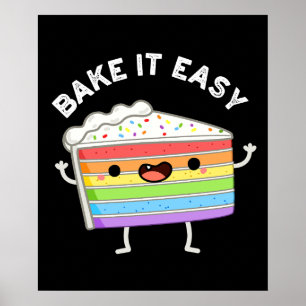 Affiche Bake It Easy Funny Cake Pun Dark BG