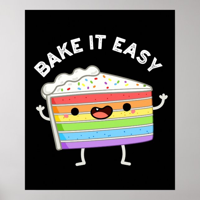 Affiche Bake It Easy Funny Cake Pun Dark BG (Devant)