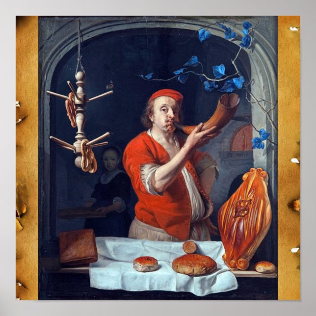 AFFICHE BAKER À FOUR ANTIQUE, BOUTIQUE DE PAIN DE BAKERY (Devant)