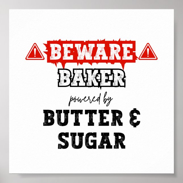 Affiche Baker Alimenté Par Beurre Et Sucre | Baking amusan (Devant)