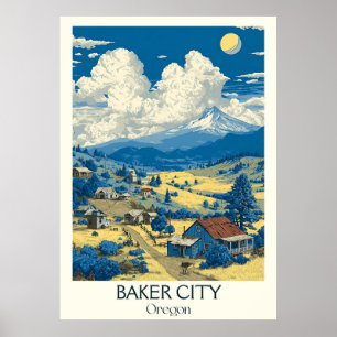 Affiche Baker City Oregon Vintage Mountain Town Travel Art