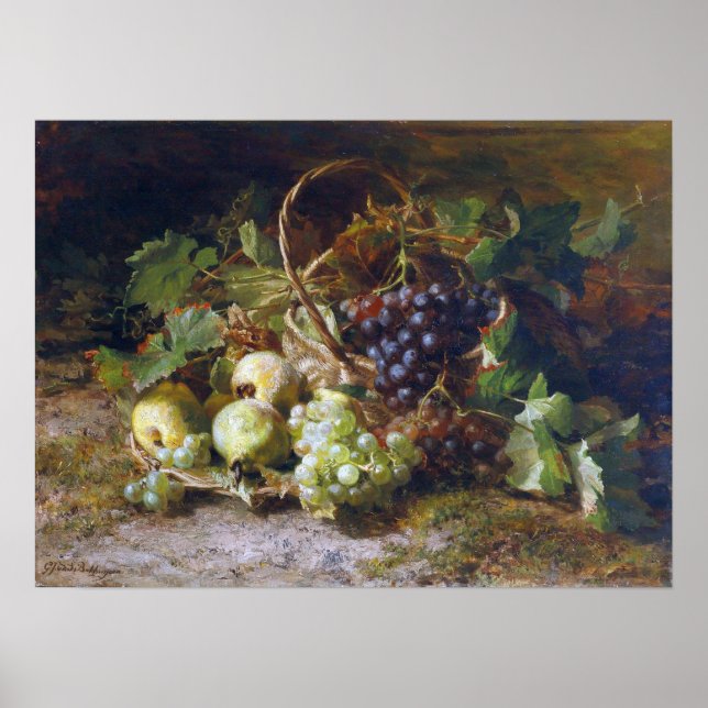 Affiche Bakhuyzen - Nature morte aux fruits avec raisins e (Devant)