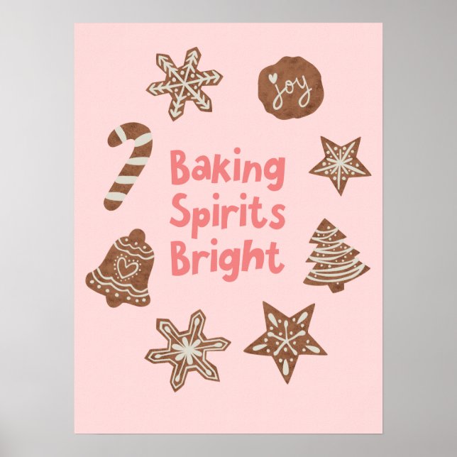 Affiche Baking Spirits Bright Christmas Cookies rose (Devant)