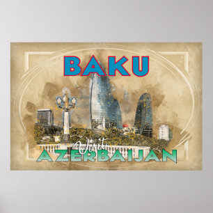 Affiche Bakou, Visit Azerbaijan, de la série Visite...