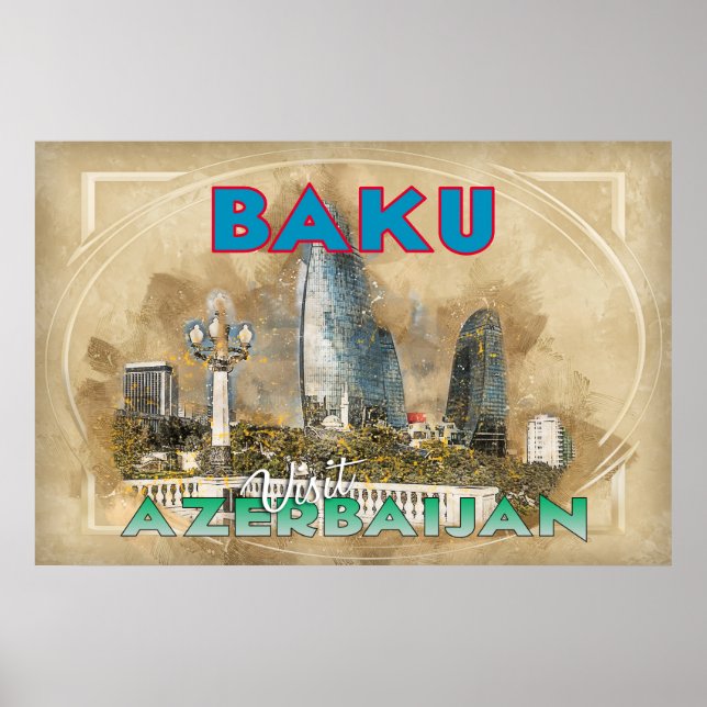 Affiche Bakou, Visit Azerbaijan, de la série Visite... (Devant)