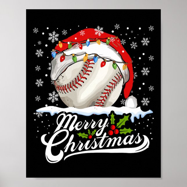 Affiche Bal de baseball de Noël Noël Chapeau Noël garçons  (Devant)