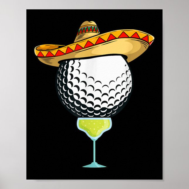 Affiche Bal De Golf Cinco De Mayo Avec Sombrero Et Margari (Devant)