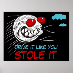 Affiche Bal de golf volant avec lunettes de soleil avec ci