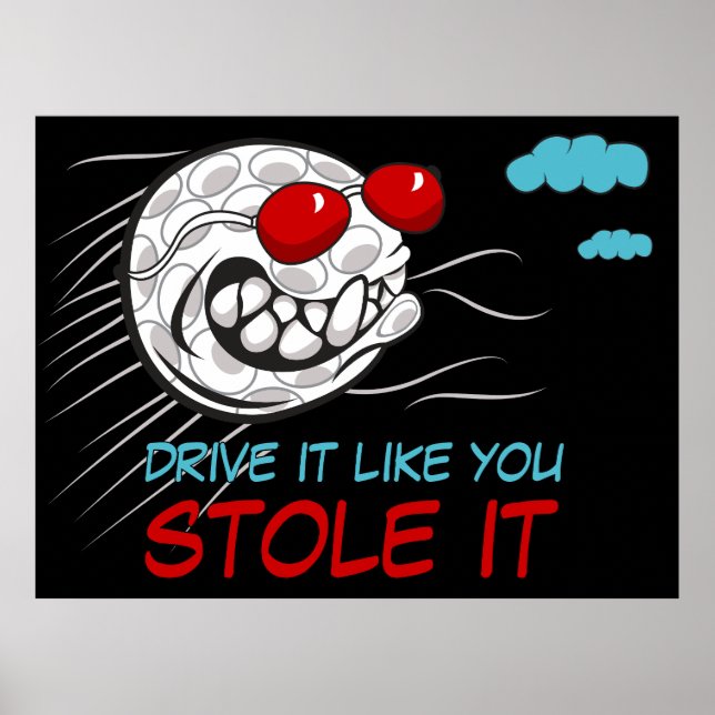 Affiche Bal de golf volant avec lunettes de soleil avec ci (Devant)