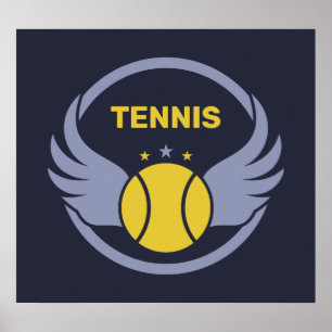 Affiche Bal de tennis en texte personnalisé avec ailes