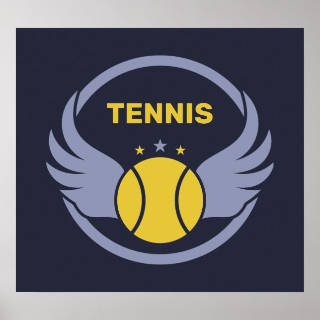 Affiche Bal de tennis en texte personnalisé avec ailes (Devant)