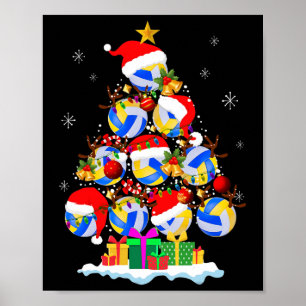 Affiche Bal de volley-ball d'arbre de Noël Santa Hat Funny