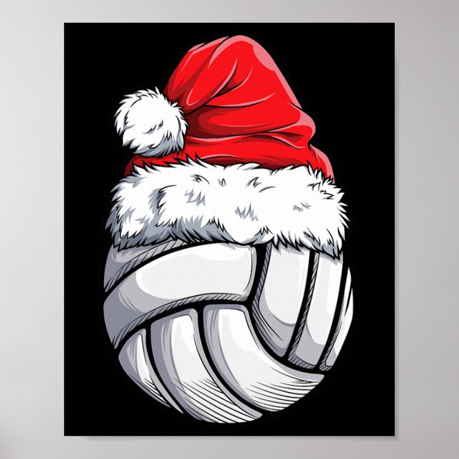 Affiche Bal de volley-ball de Noël Santa Hat Funny Sport X (Devant)