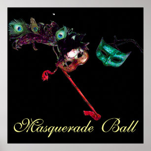 Affiche BAL MASQUÉ DU MARDI GRAS ,Noir