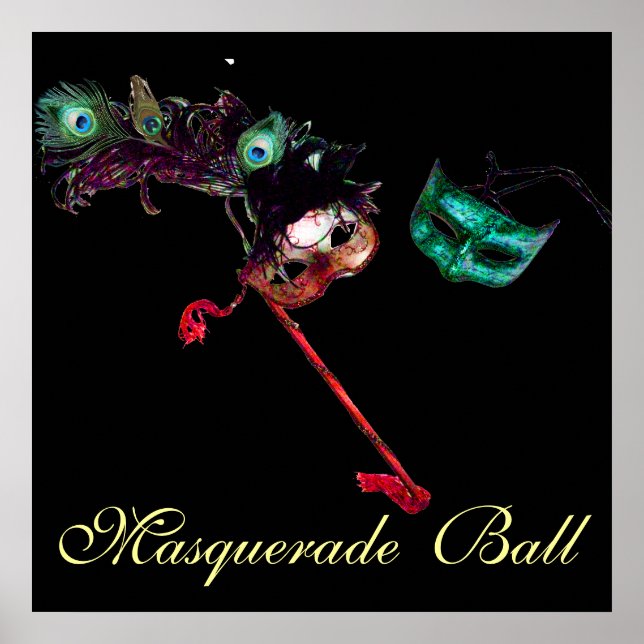 Affiche BAL MASQUÉ DU MARDI GRAS ,Noir (Devant)
