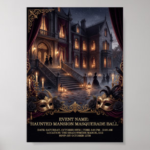 Affiche Bal masqué gothique de la Maison hantée Halloween