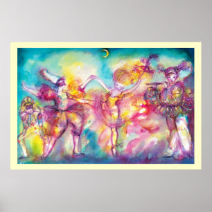 Affiche BAL MASQUÉ,Masques de Mardi Gras,Danse,Musique