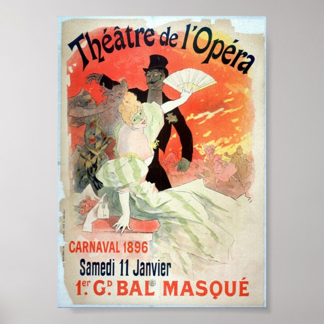 Affiche Bal Masqué Opéra Français Style Vintage (Devant)