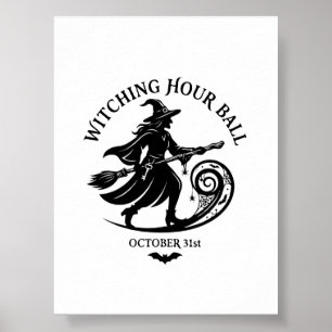 Affiche Bal sorcier de l'heure de la sorcellerie Halloween
