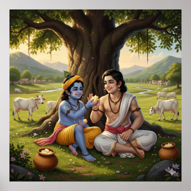 Affiche Bala Krishna joyeux avec Balarama (Devant)