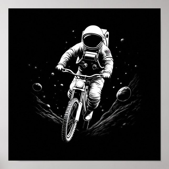 Affiche Balade à vélo d'astronaute cosmique Aventure spati (Devant)