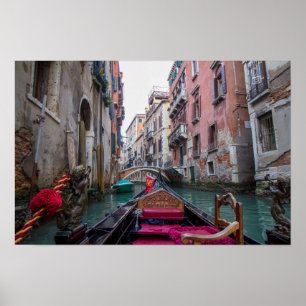 Affiche Balade en gondole traditionnelle Venise Canal étro