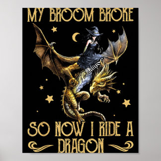 Affiche Balai Cassa Monter Un Dragon Sorcière Drôle Hallow