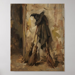 Affiche Balai de sorcière n° 3 II Peinture vintage
