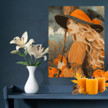 Balai de sorcière vintage Citrouille Halloween élé