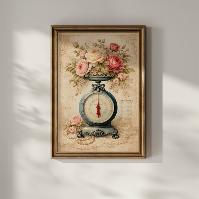 Affiche Balance de cuisine florale vintage (Créateur téléchargé)