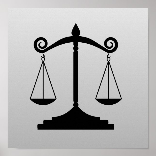 Affiche Balance de la justice sur un dégradé (Devant)
