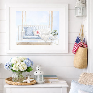 Affiche Balancelle de porche de style Americana côtière, d