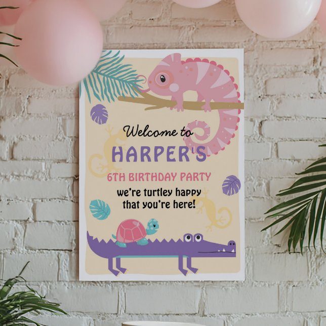 Affiche Balances et queues Reptile fille Anniversaire (Créateur téléchargé)