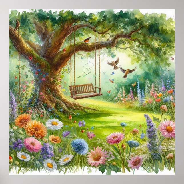 Affiche Balancoire de jardin paysage 2 (Devant)
