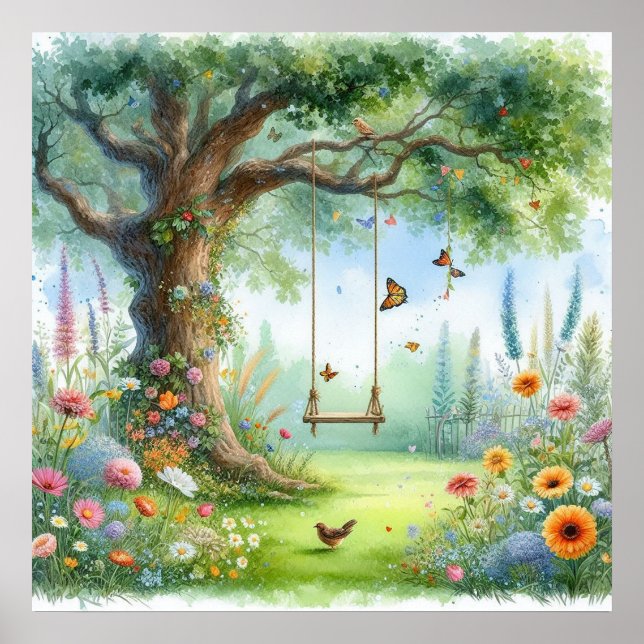 Affiche Balançoire de jardin paysage 4 (Devant)