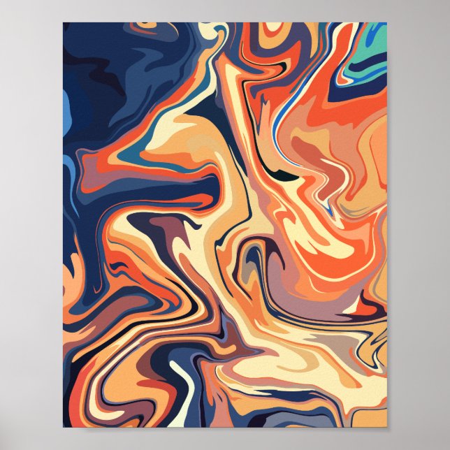 Affiche Balayage Abstrait chaud avec des teintes orange et (Devant)