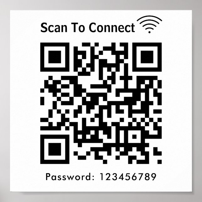 Affiche Balayage Wifi Pour Connecter Mot De Passe Code Qr  (Devant)