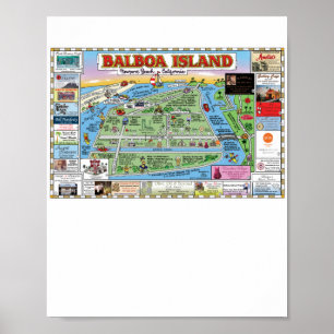 Affiche Balboa Island, Newport Beach, Cartographie
