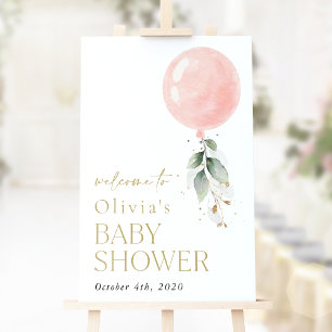 Affiche Balcon rose, Eucalyptus, Baby shower d'accueil