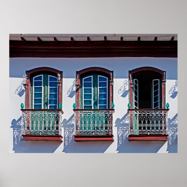 Affiche Balconies on facade in Diamantina, Minas Gerais, B (Devant)