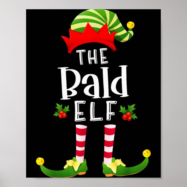 Affiche Bald Christmas Elf Matching Pajama X-mas Party  (Devant)