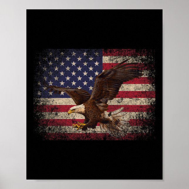 Affiche Bald Eagle 4 juillet cadeau de Noël American Fla (Devant)