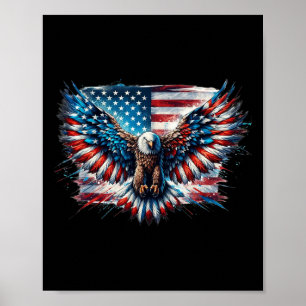 Affiche Bald Eagle 4 juillet Drapeau Américain Patriotique