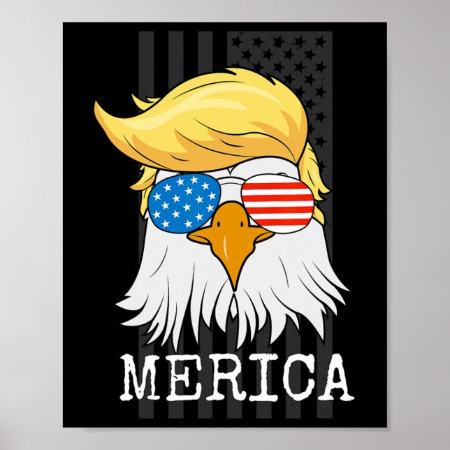 Affiche Bald Eagle 4 juillet Trump Drapeau américain drôle (Devant)