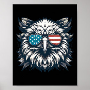 Affiche Bald Eagle American Usa 4 juillet Patriotic Funn