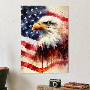Affiche Bald Eagle avec drapeau des États-Unis d'Amérique