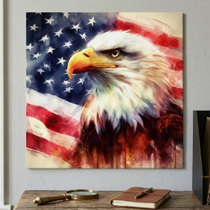 Affiche Bald Eagle avec drapeau des États-Unis d'Amérique
