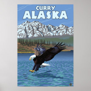 Affiche Bald Eagle Diving - Curry, Alaska