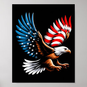 Affiche Bald Eagle Et Patriotique Drapeau Américain 4 juil