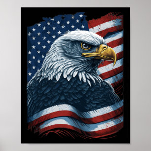 Affiche Bald Eagle Fier drapeau américain patriotique 4°
